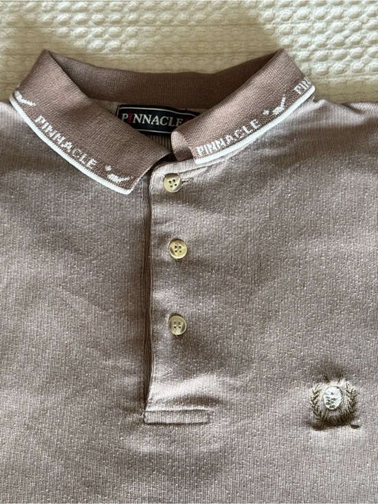 Polo Golf Other - Vintage 1990s Pinnacle Golf Polo Men's Taupe Polo Shirt Rare collar embroidery L